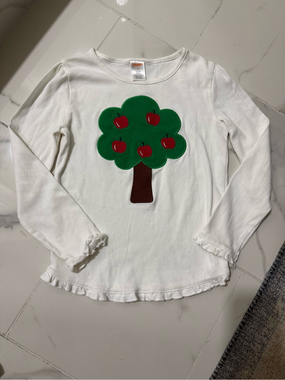 Gymboree Appliqué Ruffle Hem Long Sleeve NWOT Size 8